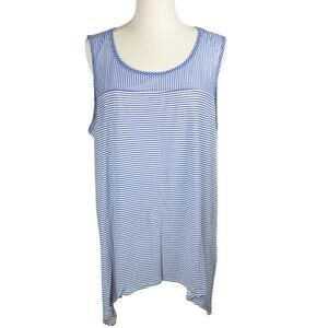 Dana Buchman XL Blouse Sleeveless Mixed Media Stripes Blue White